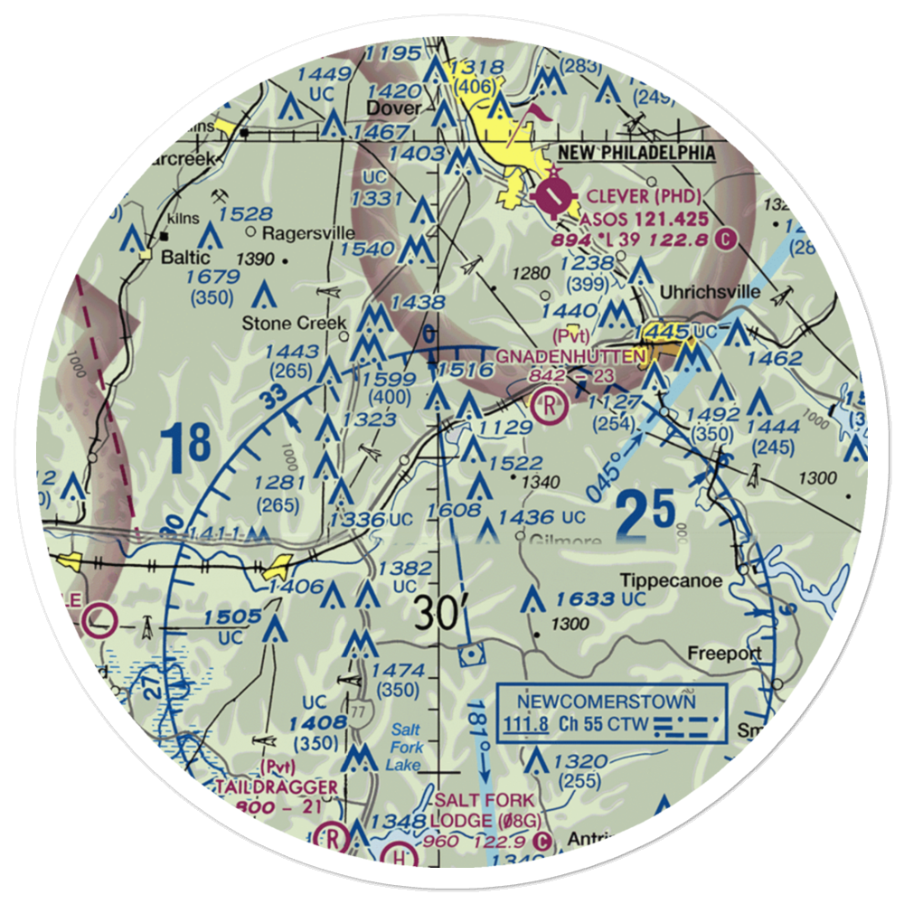 Fillmans Farms Field (57OH) VFR Sectional Sticker (30 mile) 