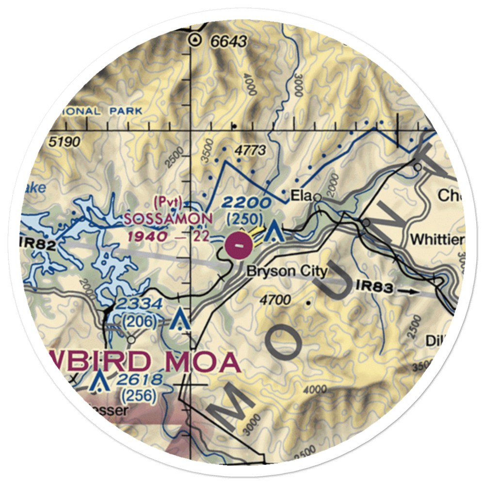 Sossamon Field (57NC) VFR Sectional Sticker (20 mile) 