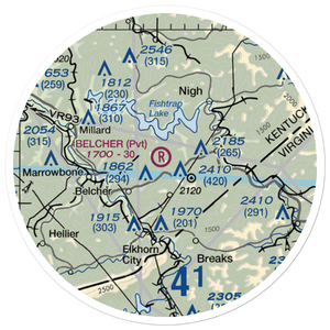 Belcher Regional Airport (57KY) VFR Sectional Sticker (20 mile)