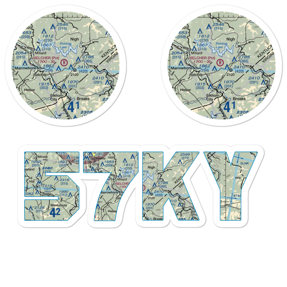 Belcher Regional Airport (57KY) VFR Sectional Sticker Pack 