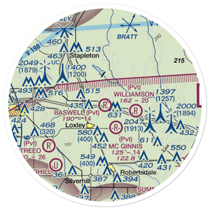 Baswell Airport (57AL) VFR Sectional Sticker (20 mile)