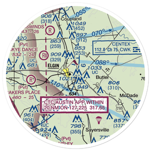 Elgin Intracontinental Airport (56TS) VFR Sectional Sticker (20 mile)