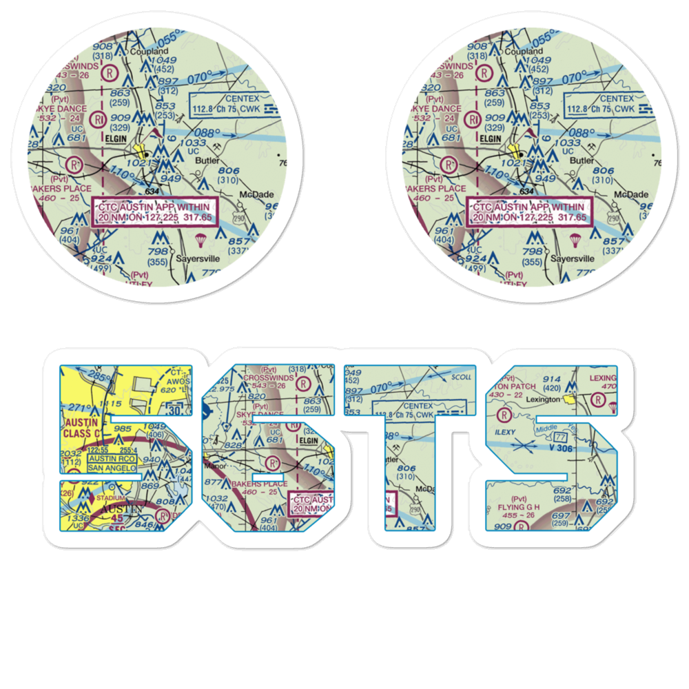 Elgin Intracontinental Airport (56TS) VFR Sectional Sticker Pack 
