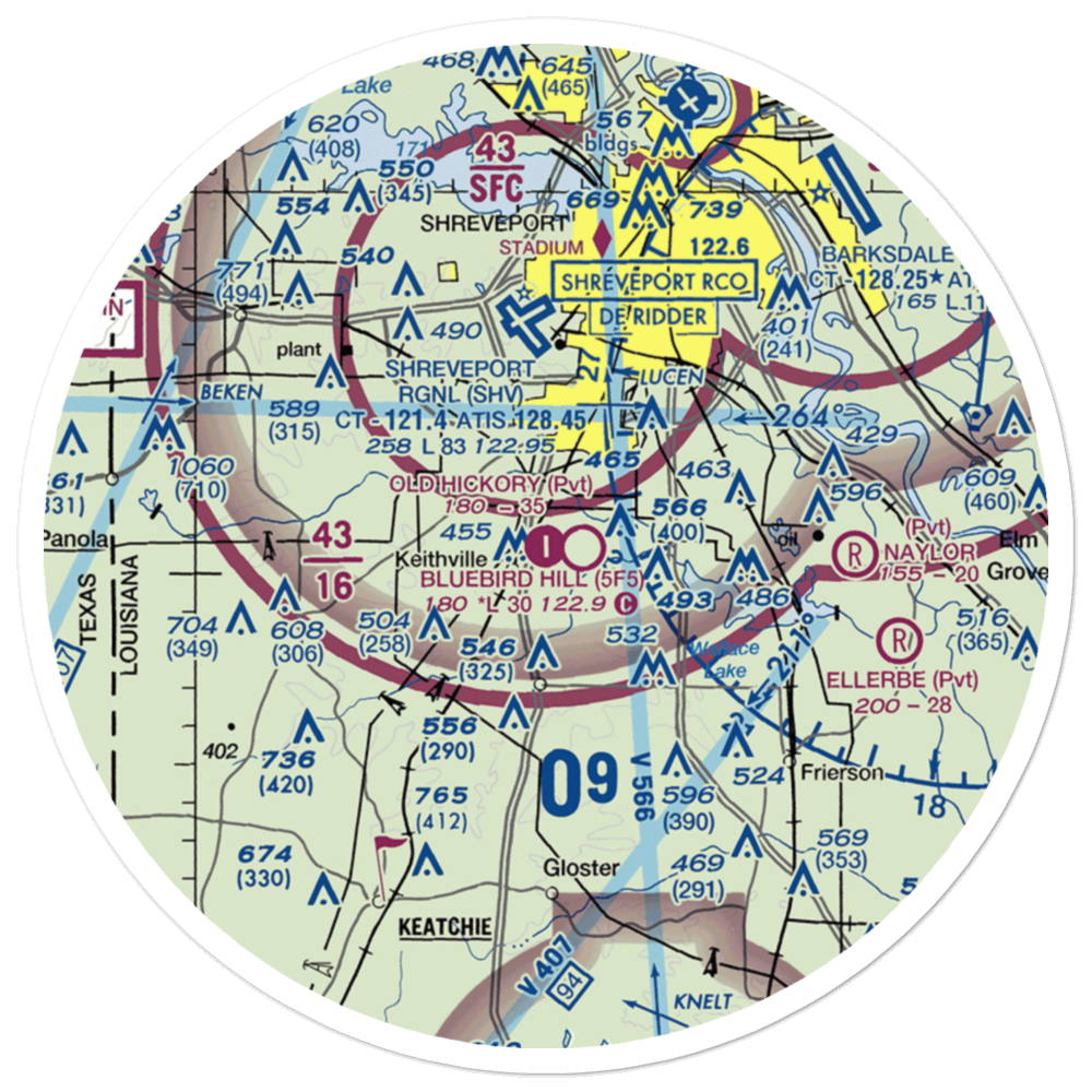 Old Hickory Ranch Airport (56LA) VFR Sectional Sticker (30 mile) 