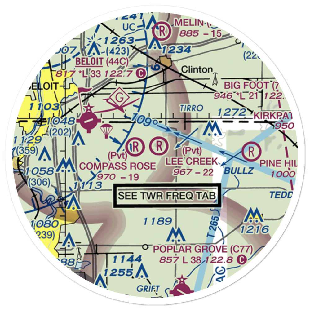 Lee Creek Airport (56IL) VFR Sectional Sticker (20 mile) 