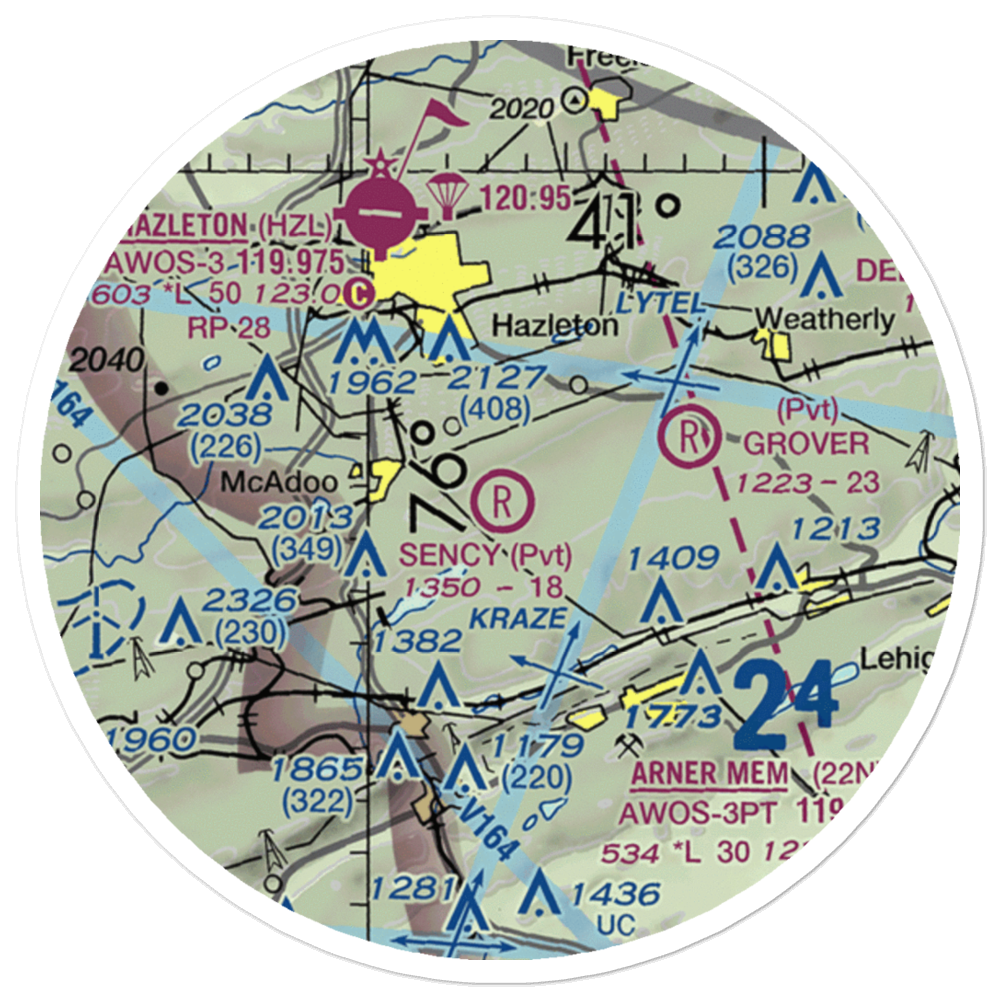 Sency Airport (55PA) VFR Sectional Sticker (20 mile) 