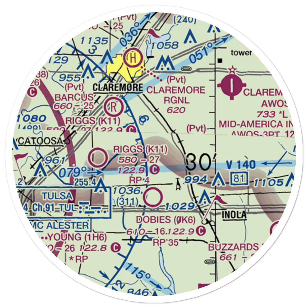 Gilstrap Field (55OK) VFR Sectional Sticker (20 mile) 