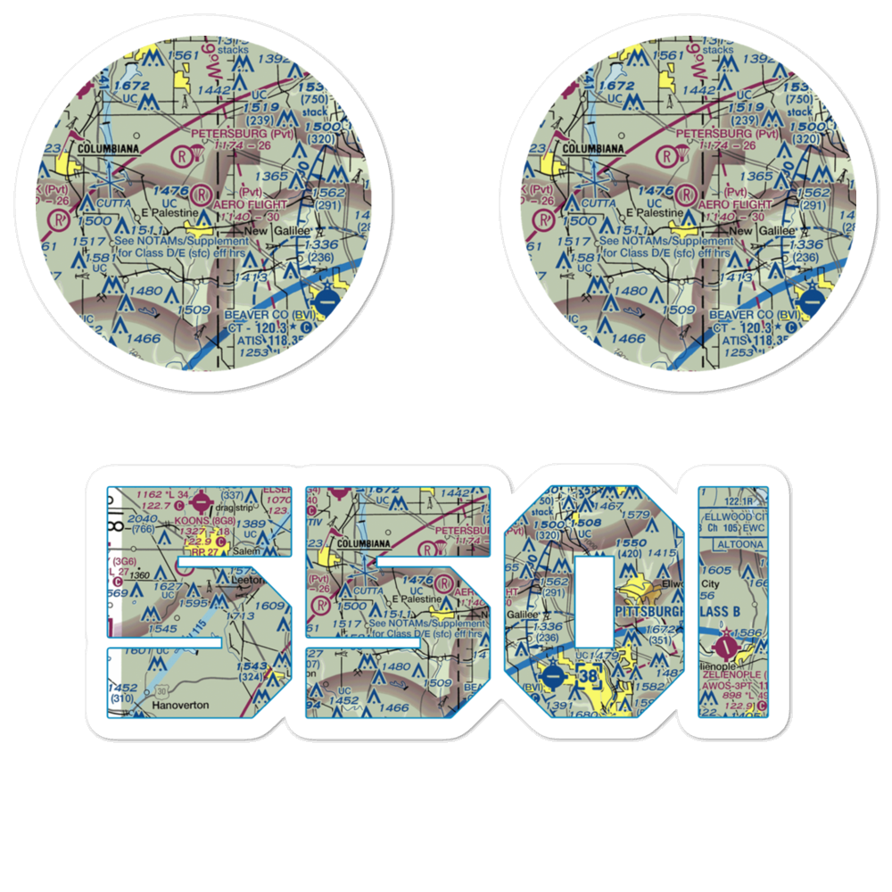 Aero Flight Center Airport (55OI) VFR Sectional Sticker Pack 