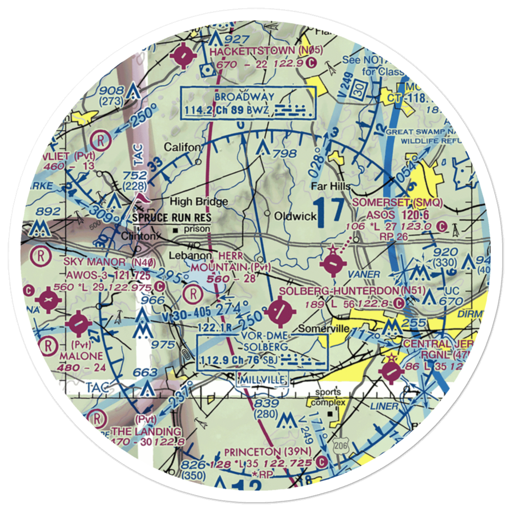 Garden State Balloonport (55NJ) VFR Sectional Sticker (30 mile) 