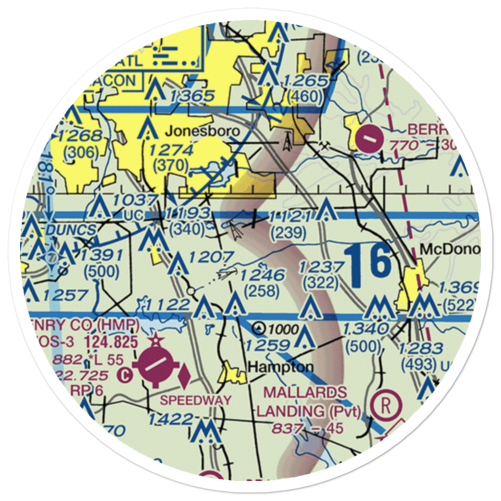 Deerfield Landing Airport (54GA) VFR Sectional Sticker (20 mile) 