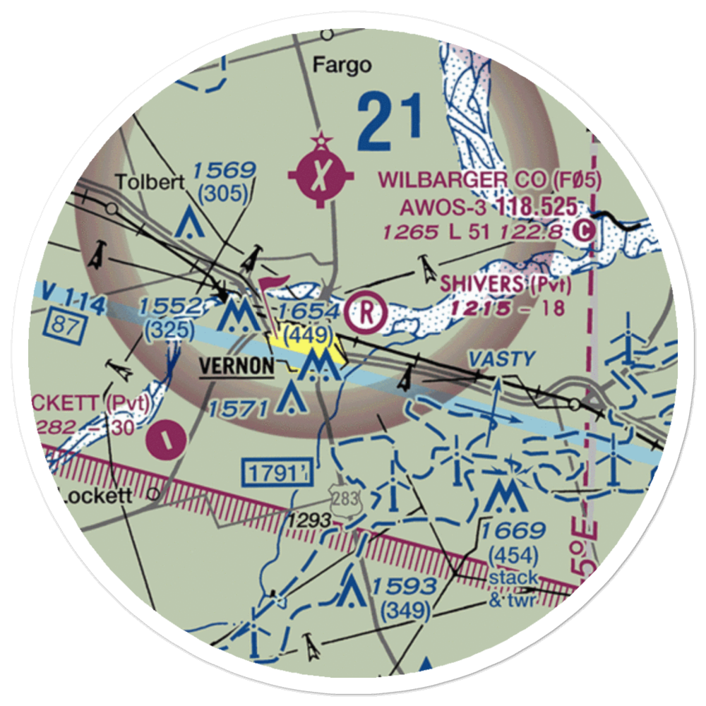 Shivers Private Airport (53TA) VFR Sectional Sticker (20 mile) 
