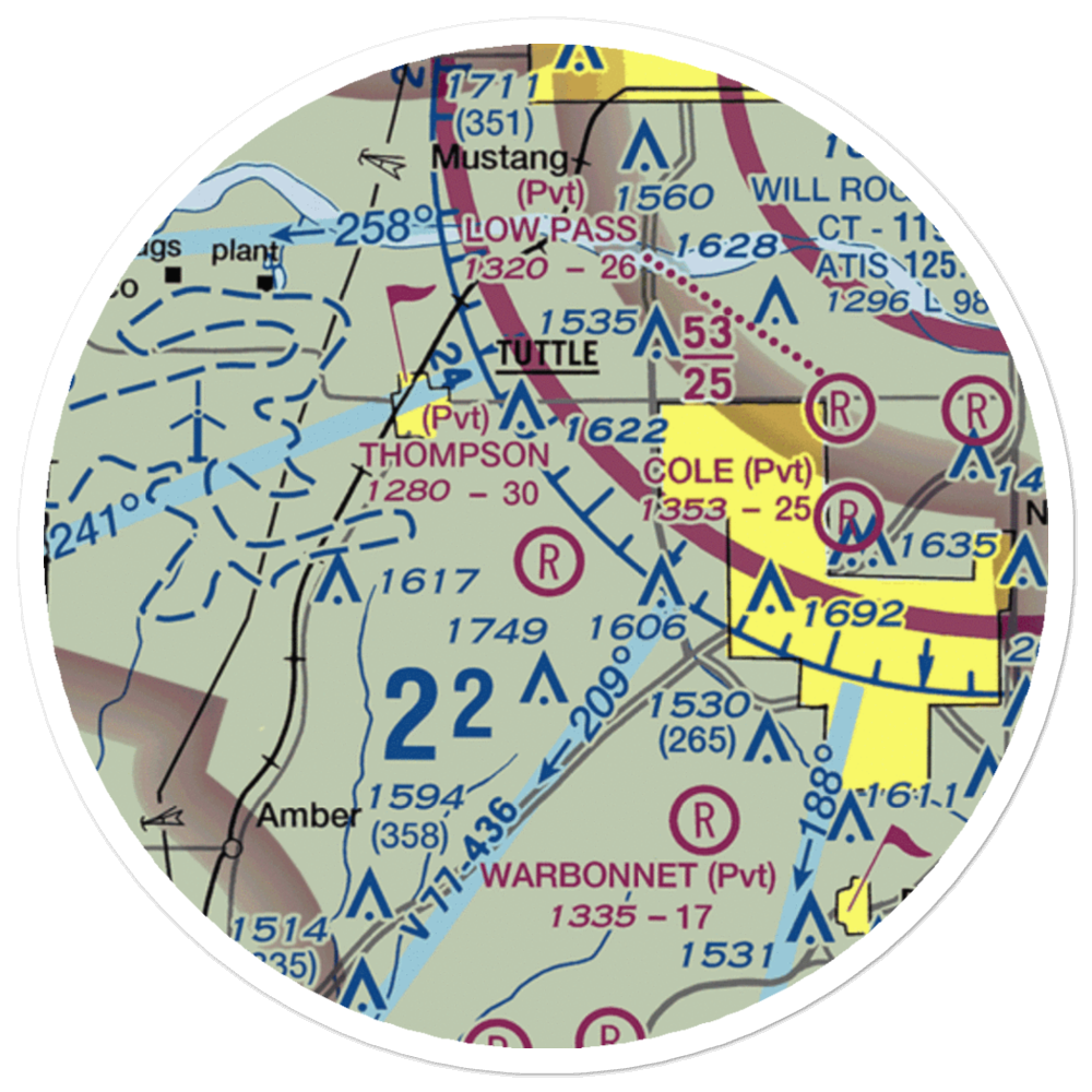 Thompson Private Airport (53OK) VFR Sectional Sticker (20 mile) 
