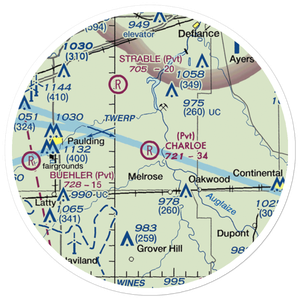 Charloe Airport (53OH) VFR Sectional Sticker (20 mile)