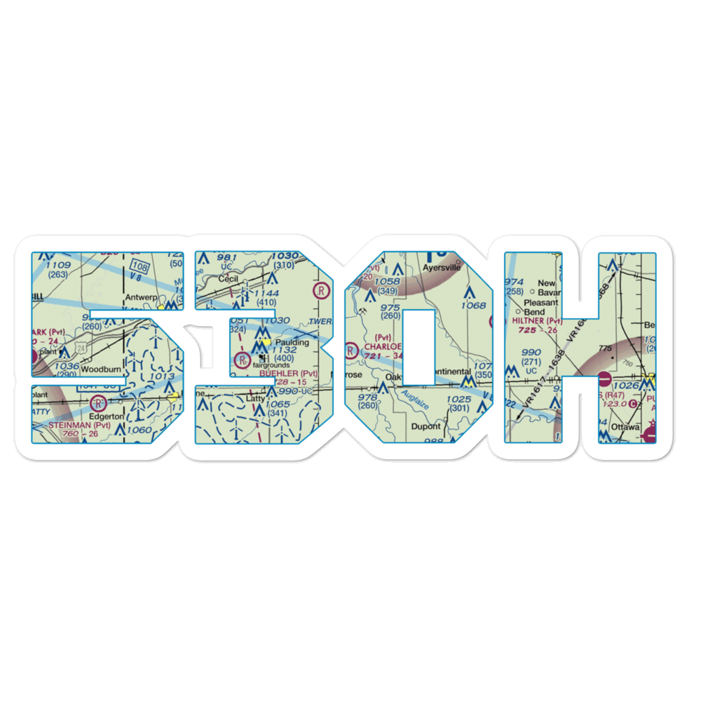 Charloe Airport (53OH) VFR Sectional Sticker 