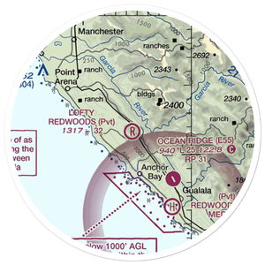 Lofty Redwoods Airport (53CL) VFR Sectional Sticker (20 mile)