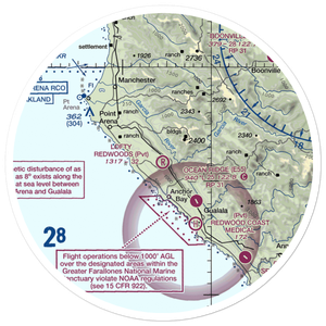 Lofty Redwoods Airport (53CL) VFR Sectional Sticker (30 mile)