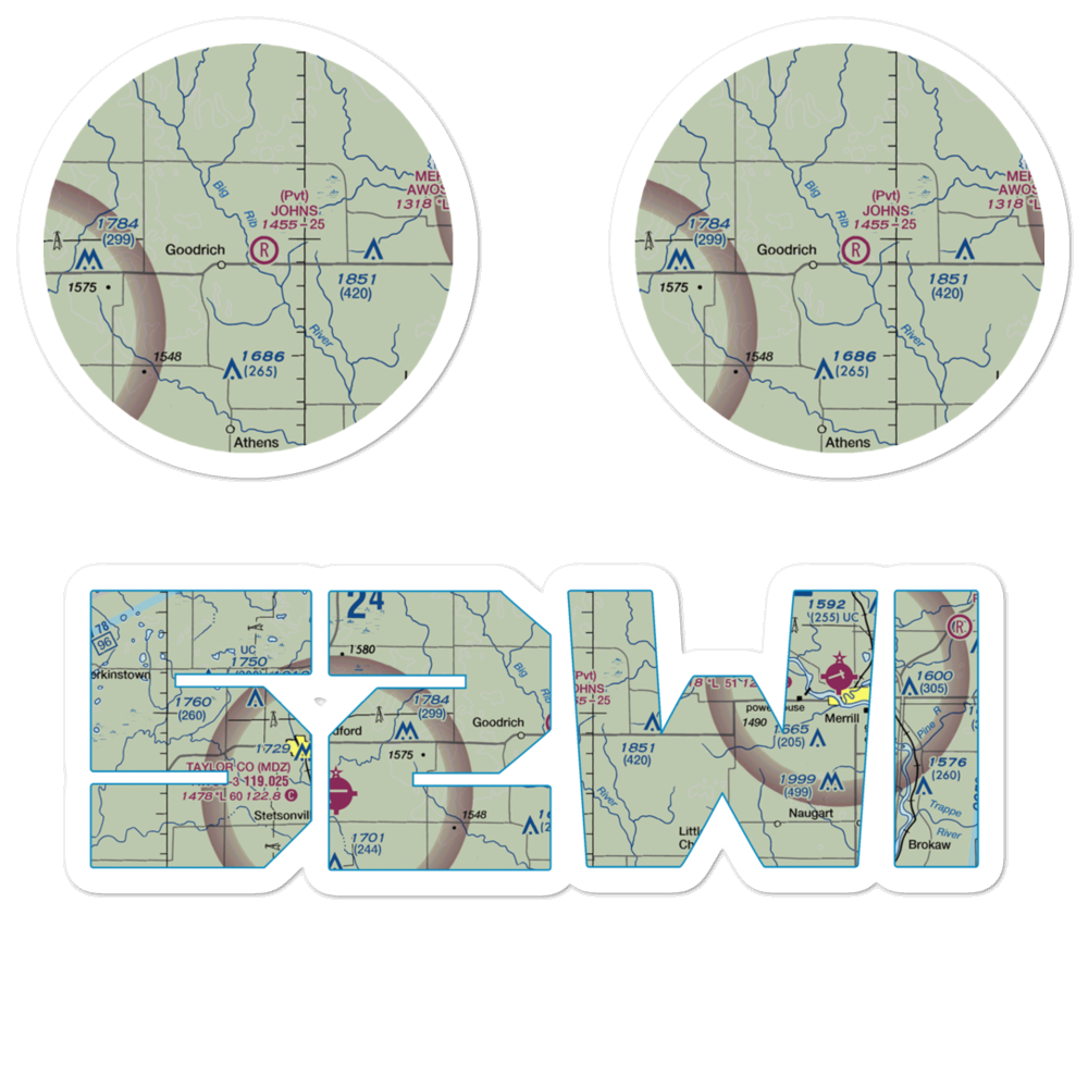 John'S Field (52WI) VFR Sectional Sticker Pack 