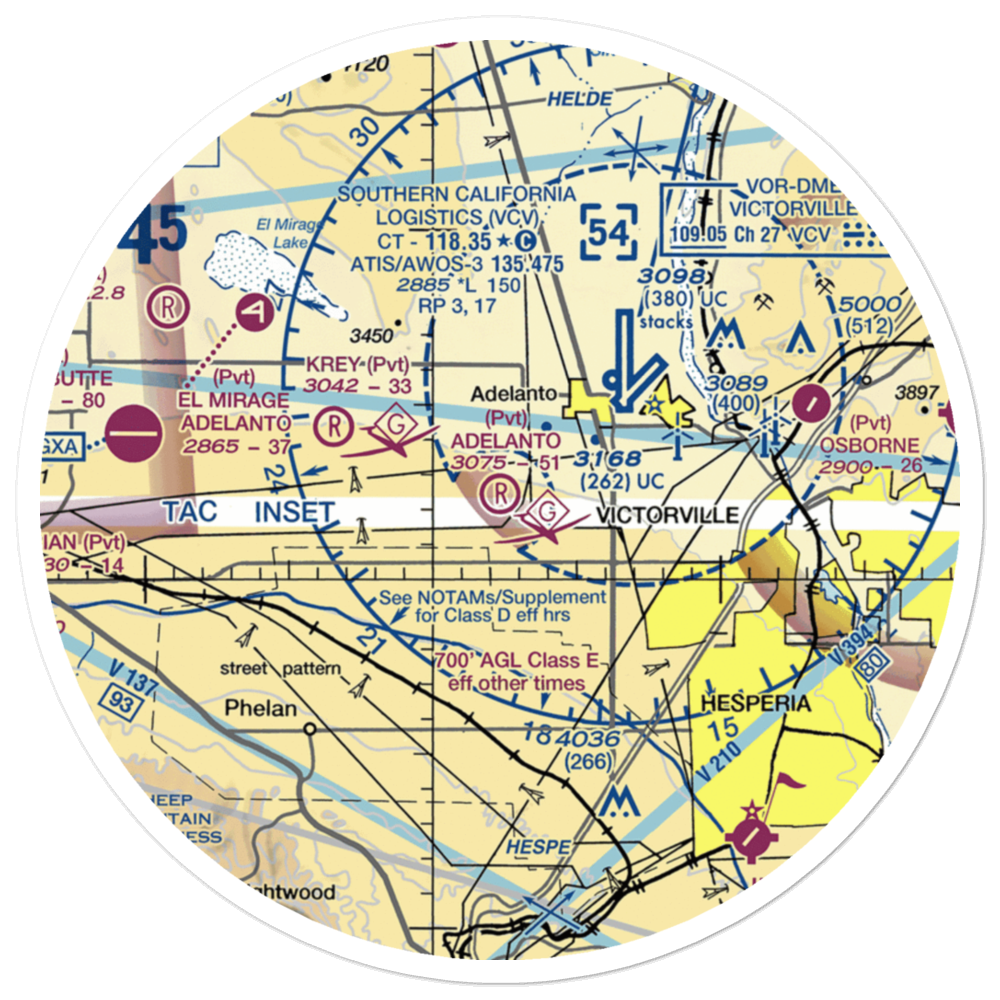 Adelanto Airport (52CL) VFR Sectional Sticker (30 mile) 