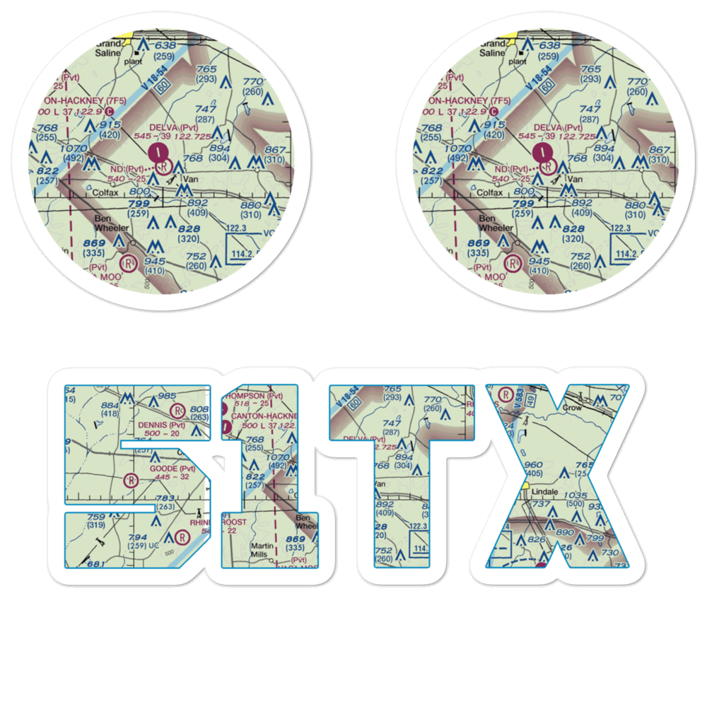 N D Ranch Airport (51TX) VFR Sectional Sticker Pack 