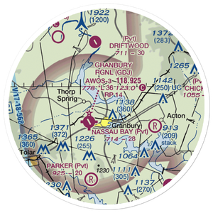 Barstool Ranch Airport (51TE) VFR Sectional Sticker (20 mile)