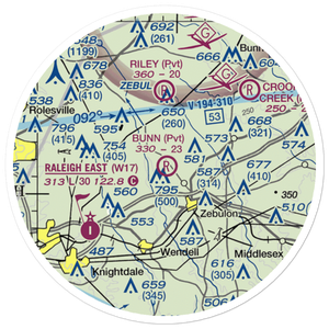 Phillip R Bunn Airport (51NC) VFR Sectional Sticker (20 mile)