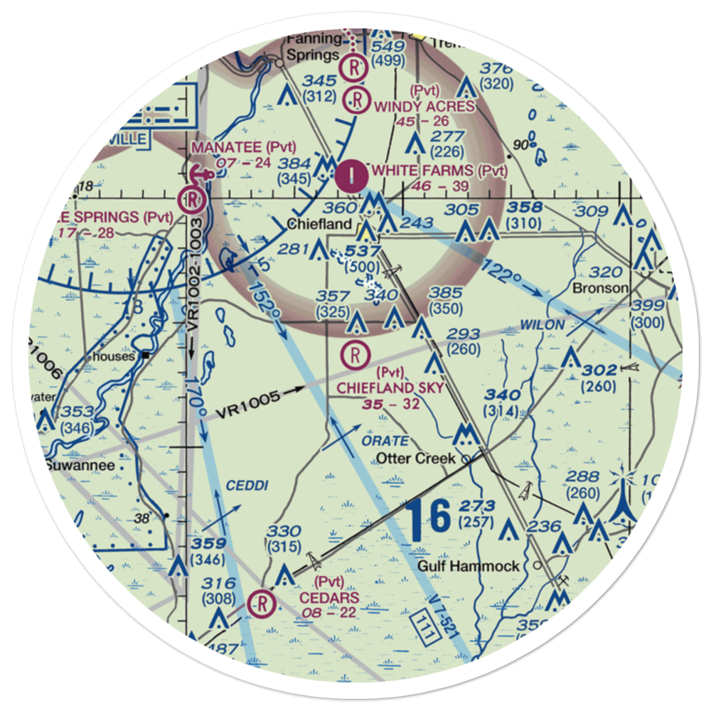 Chiefland Sky Ranch Airport (51FL) VFR Sectional Sticker (30 mile) 