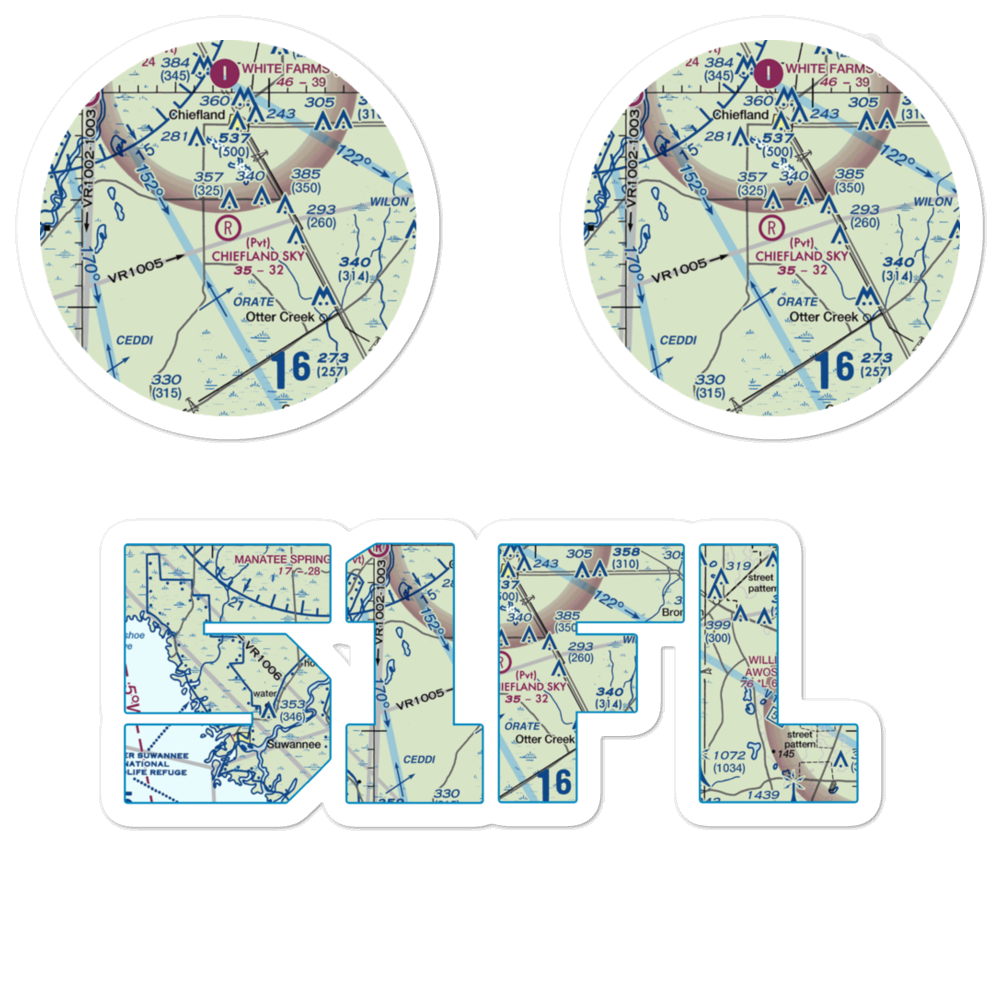 Chiefland Sky Ranch Airport (51FL) VFR Sectional Sticker Pack 