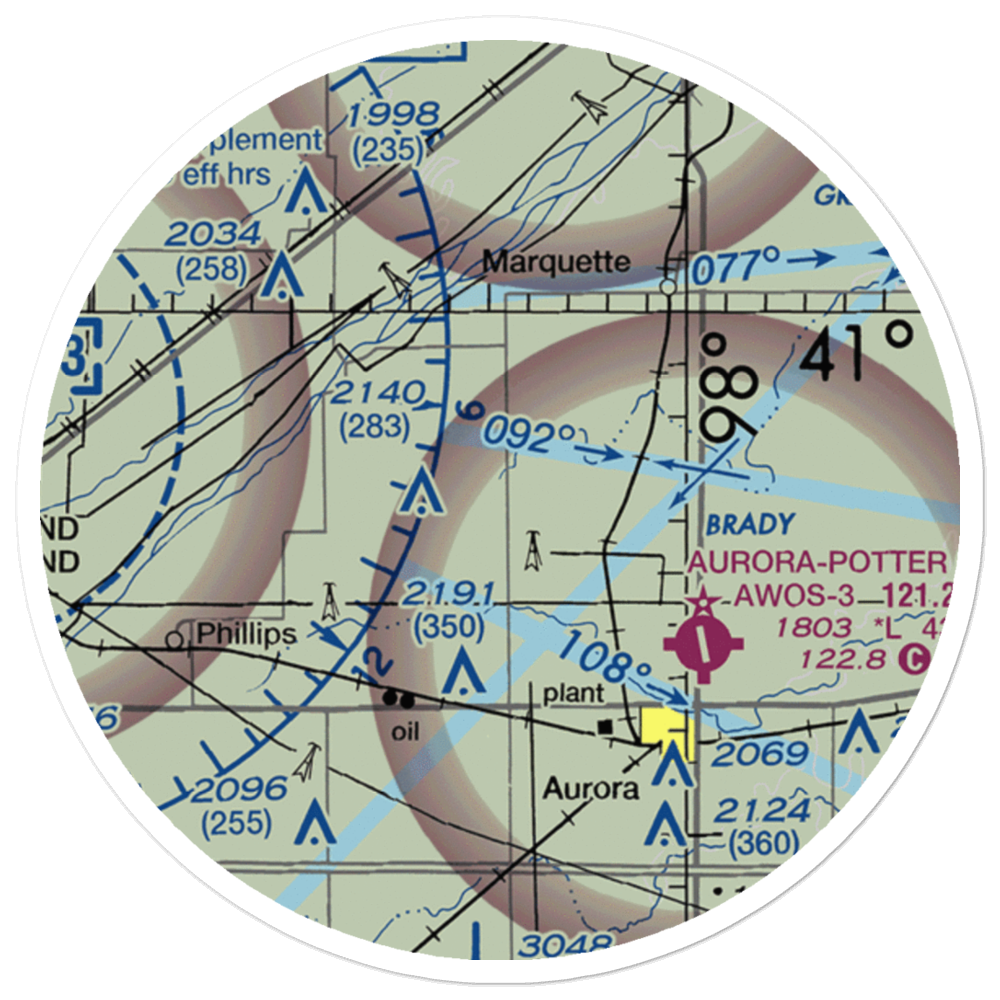 Elge Field (50NE) VFR Sectional Sticker (20 mile) 