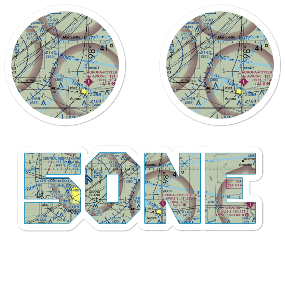 Elge Field (50NE) VFR Sectional Sticker Pack 