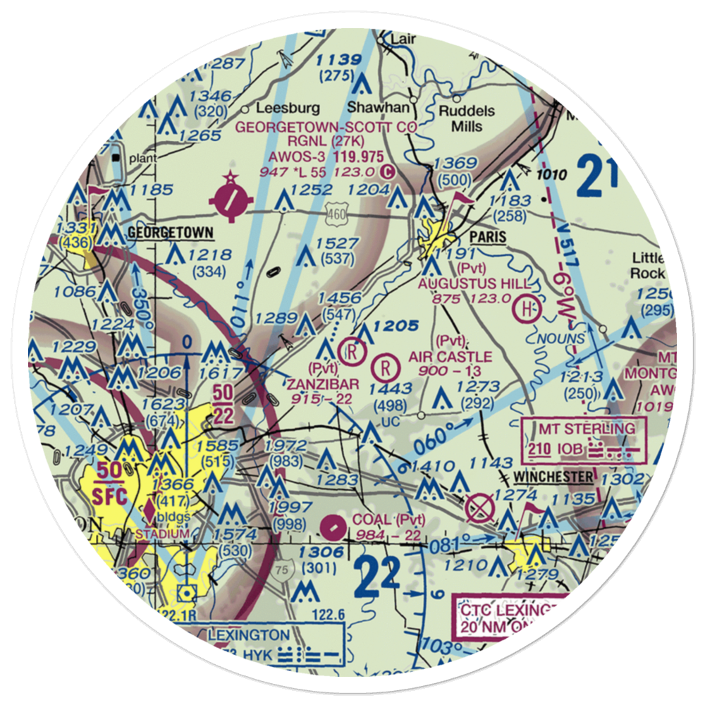 Zanzibar Farm Airport (50KY) VFR Sectional Sticker (30 mile) 