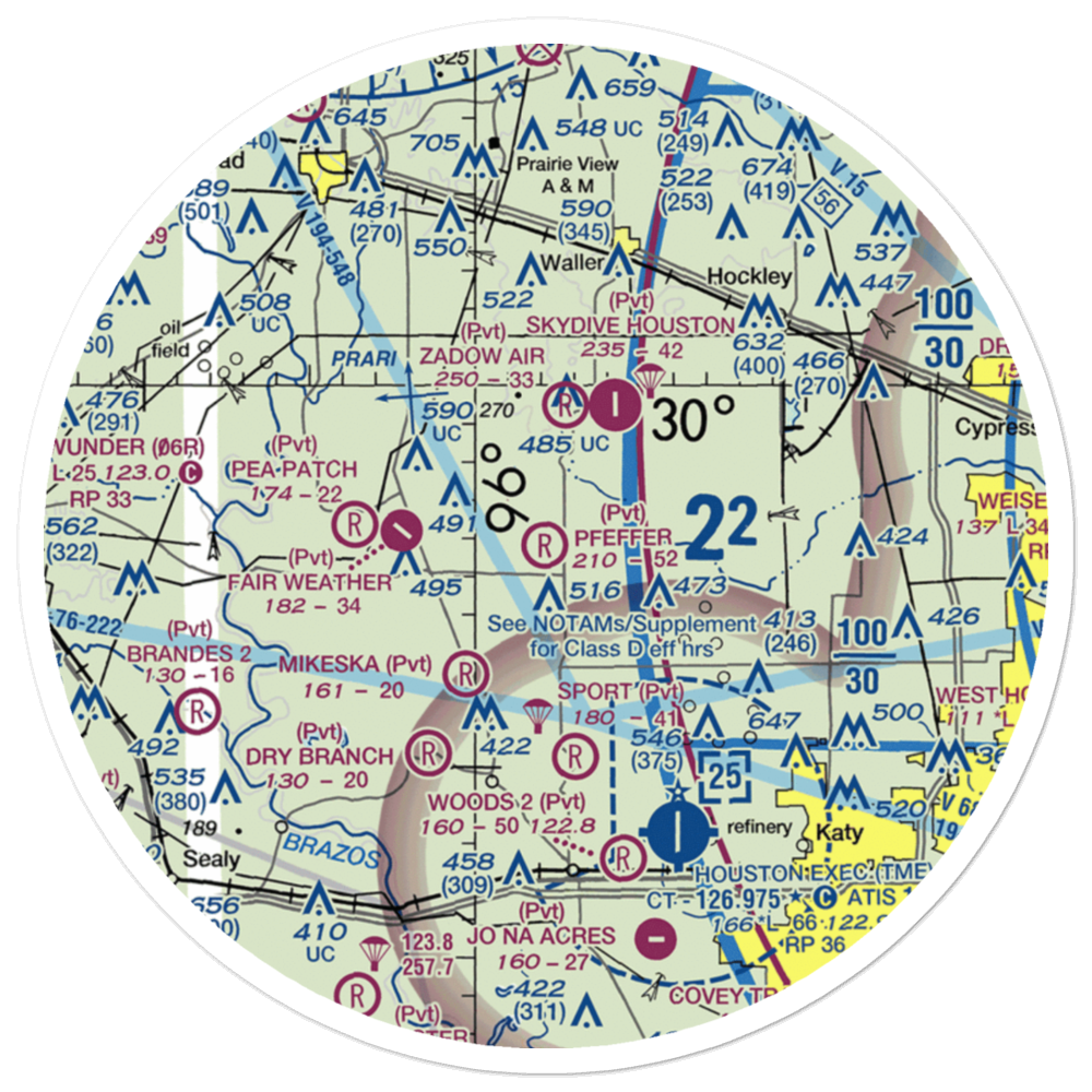 Pfeffer & Son Farms Airport (4XS0) VFR Sectional Sticker (30 mile) 