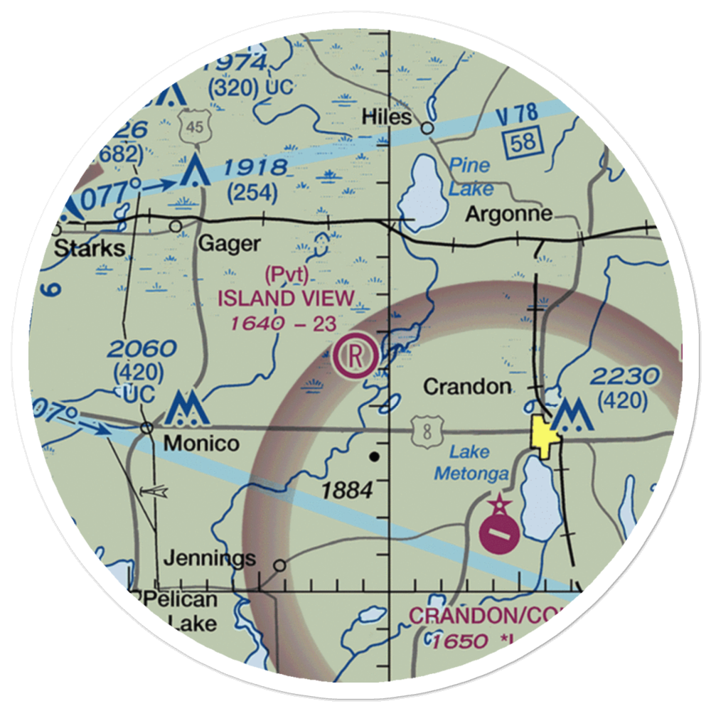 Island View Airport (4WI2) VFR Sectional Sticker (20 mile) 