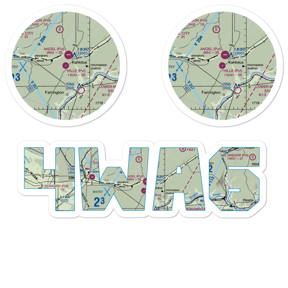 Hille-Kimp Airstrip (4WA6) VFR Sectional Sticker Pack 
