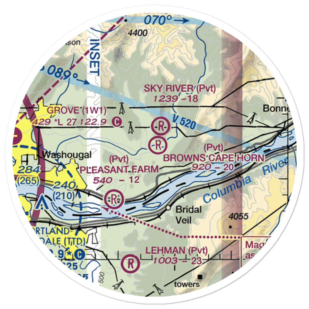 Brown's Cape Horn Airport (4WA1) VFR Sectional Sticker (20 mile) 