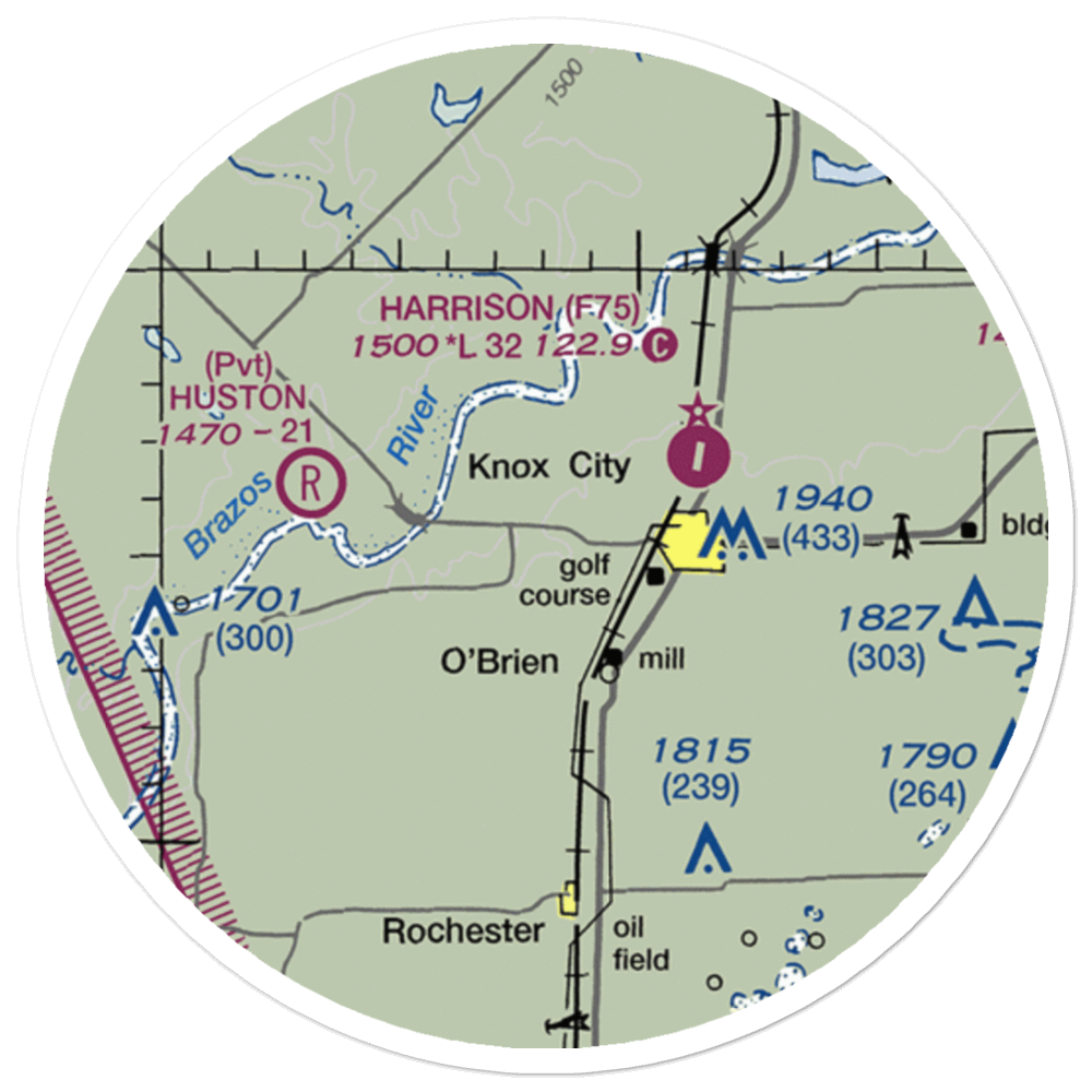 Oliver Airport (4TX7) VFR Sectional Sticker (20 mile) 