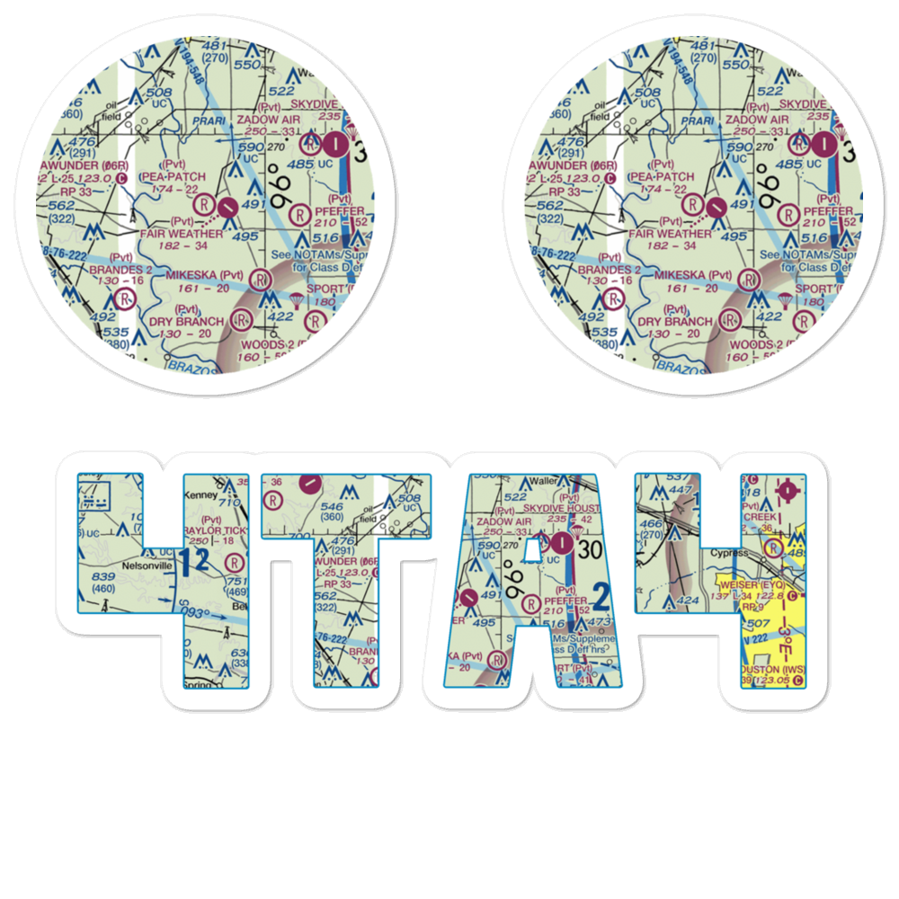 Pea Patch Airport (4TA4) VFR Sectional Sticker Pack 