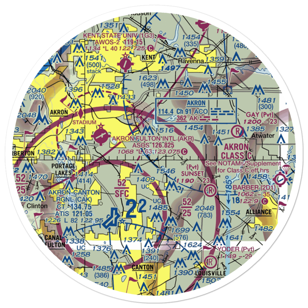 Wingfoot Lake Airship Operations Balloonport (4OH6) VFR Sectional Sticker (30 mile) 