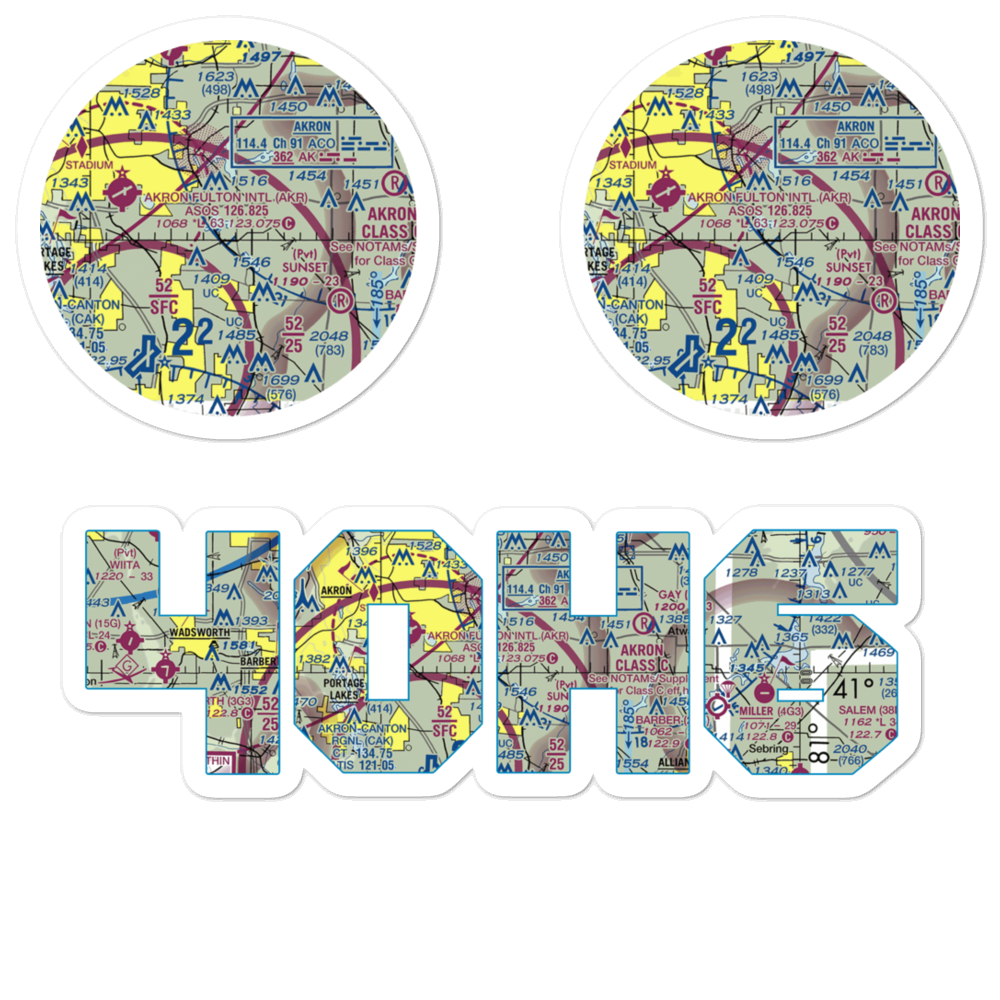 Wingfoot Lake Airship Operations Balloonport (4OH6) VFR Sectional Sticker Pack 