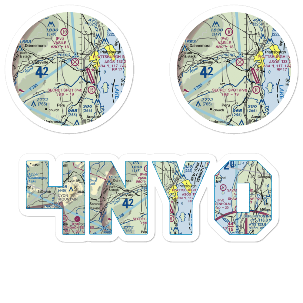Mountain View Airpark (4NY0) VFR Sectional Sticker Pack 