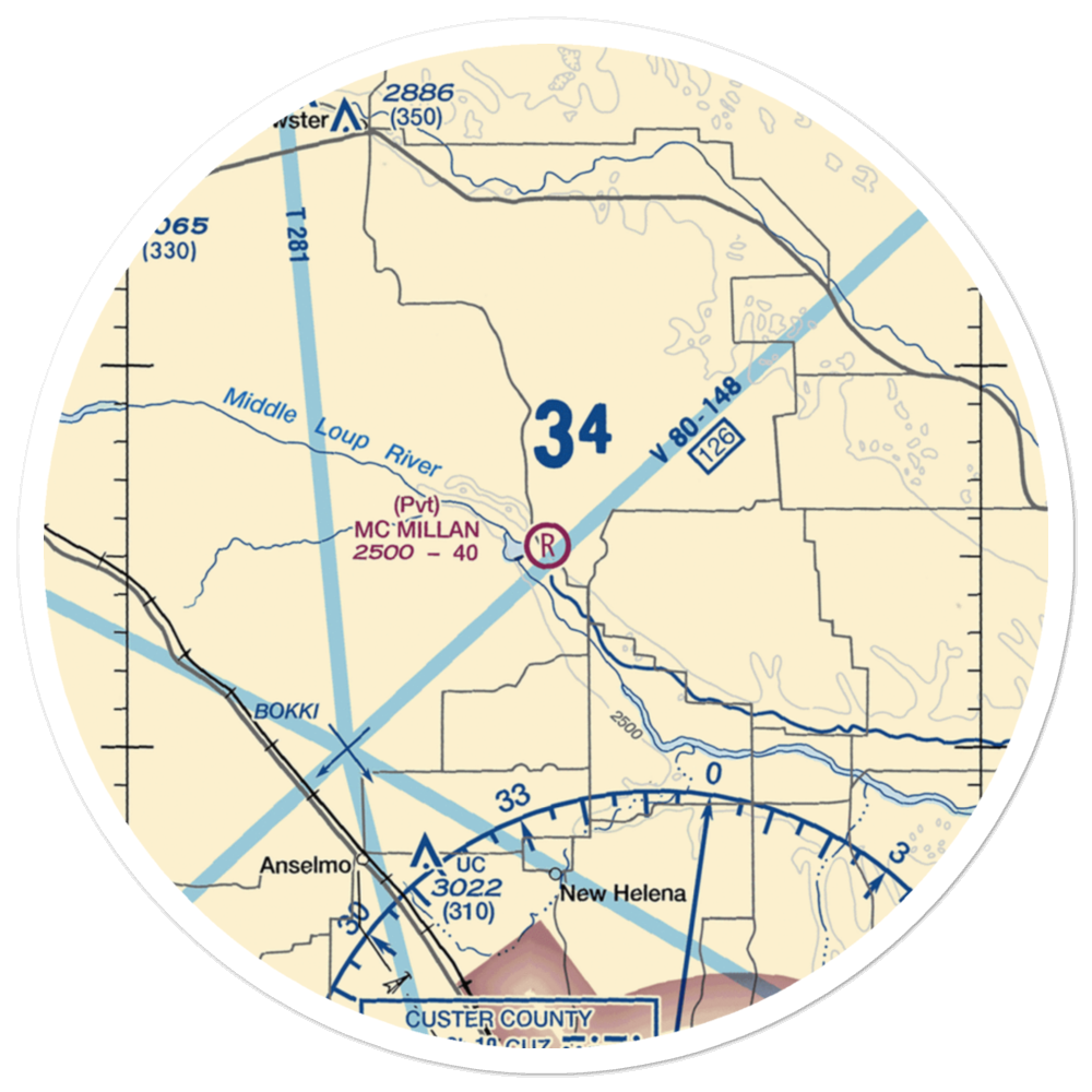 Mc Millan Ranch Airport (4NE1) VFR Sectional Sticker (30 mile) 