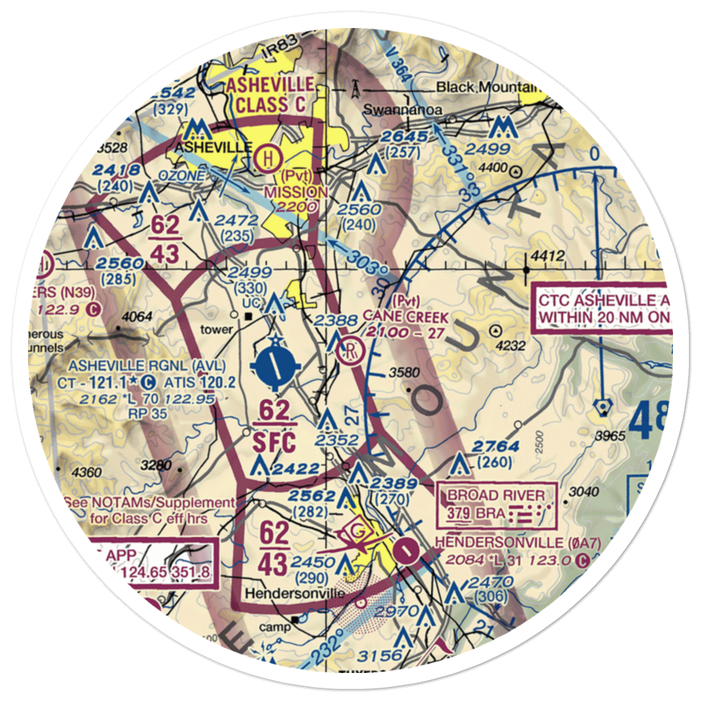 Cane Creek Airport (4NC6) VFR Sectional Sticker (30 mile) 