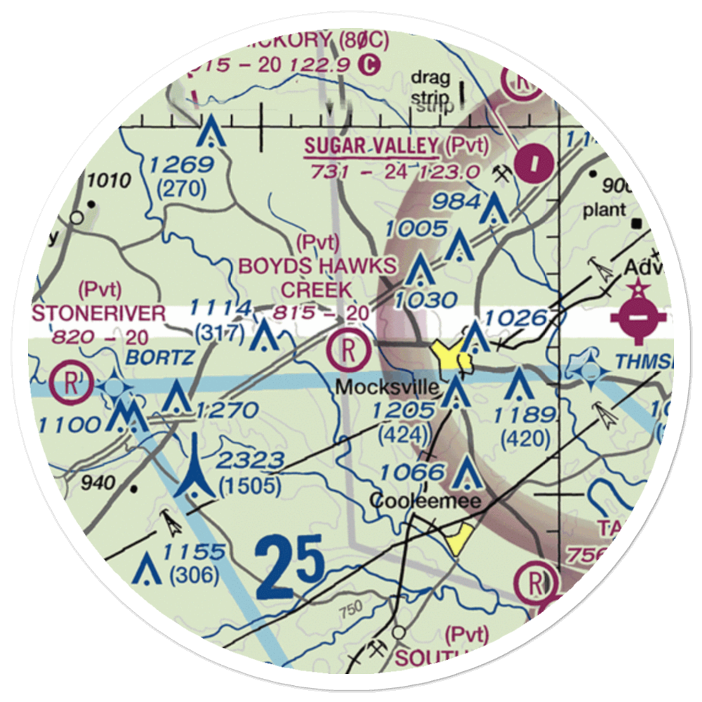 Boyd's Hawks Creek Airport (4NC0) VFR Sectional Sticker (20 mile) 