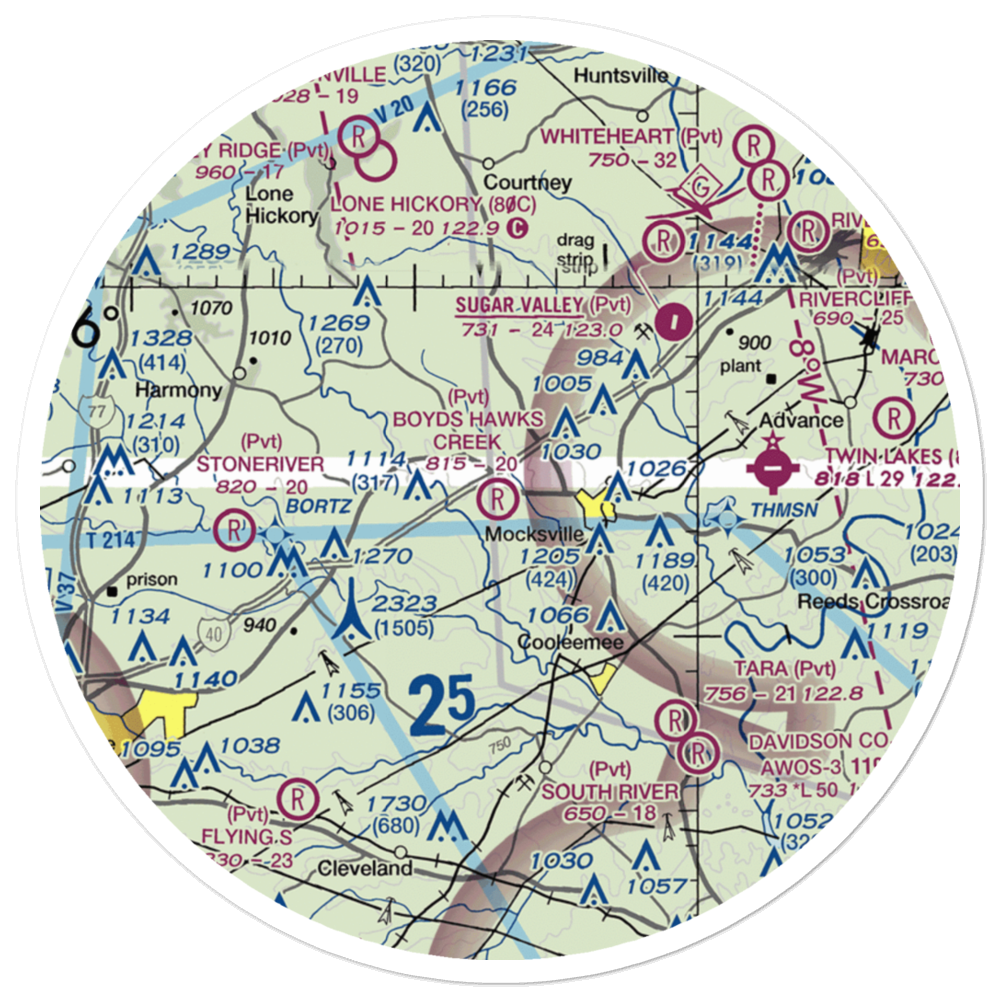 Boyd's Hawks Creek Airport (4NC0) VFR Sectional Sticker (30 mile) 
