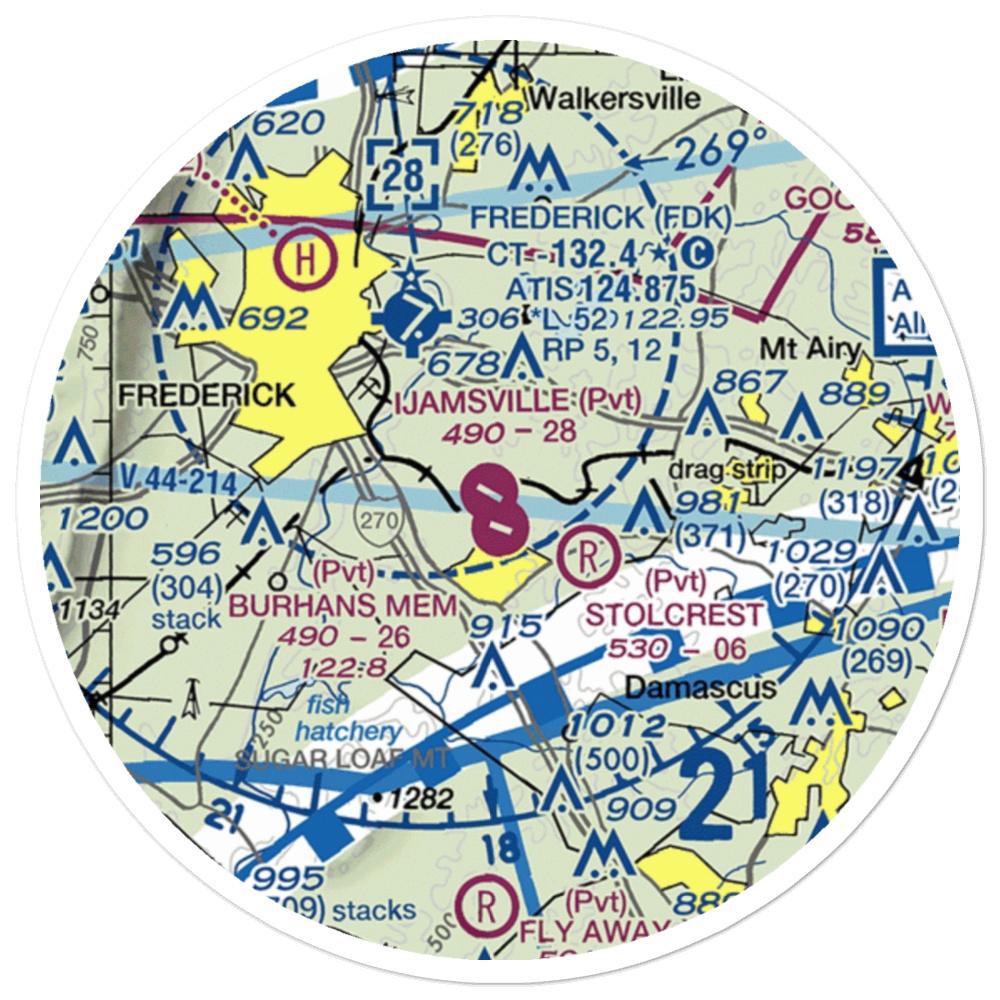 Ijamsville Airport (4MD8) VFR Sectional Sticker (20 mile) 