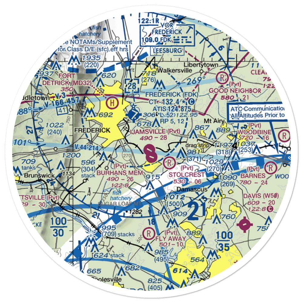 Ijamsville Airport (4MD8) VFR Sectional Sticker (30 mile) 
