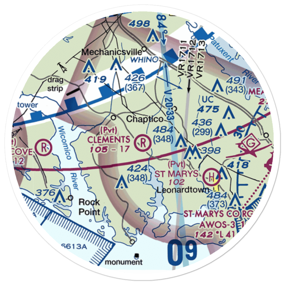 Clements Airport (4MD4) VFR Sectional Sticker (20 mile) 