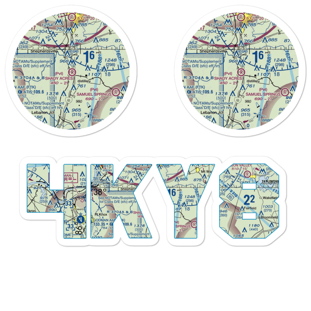 Shady Acres Airport (4KY8) VFR Sectional Sticker Pack 