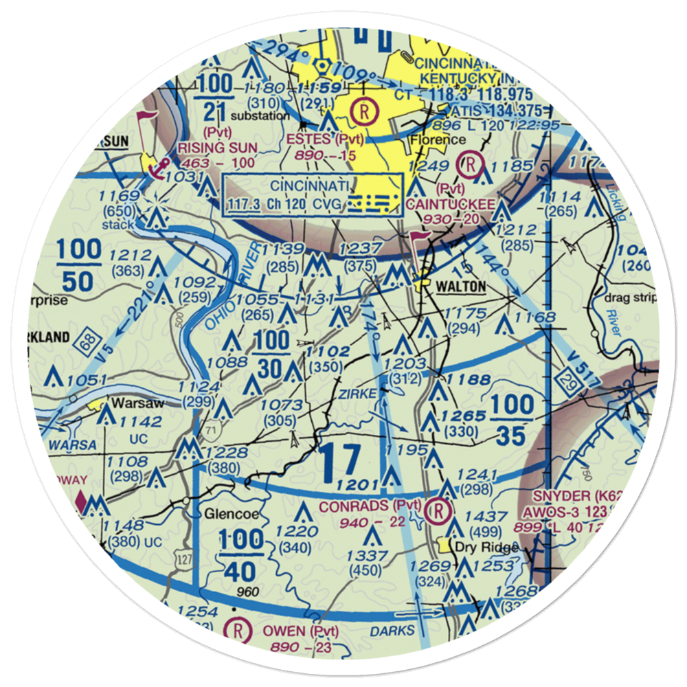 Mueller Farm Airport (4KY7) VFR Sectional Sticker (30 mile) 