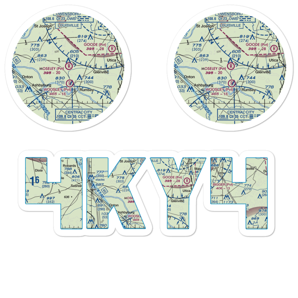 Moseley Field (4KY4) VFR Sectional Sticker Pack 