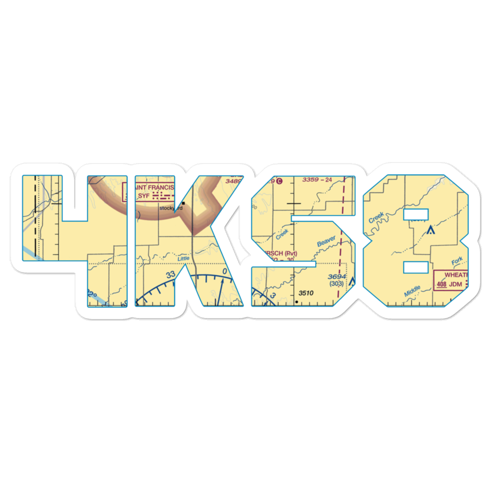 Bursch Private Airport (4KS8) VFR Sectional Sticker 